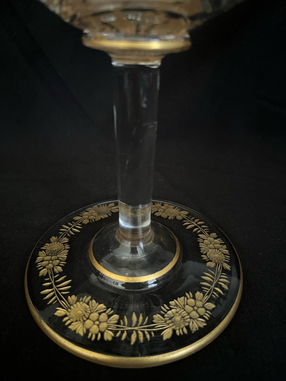 Antique Early 1900 Bohemian Glass, Tazza/Compote Dish, Moser-style, Gold Gilding - Picture 9 of 15